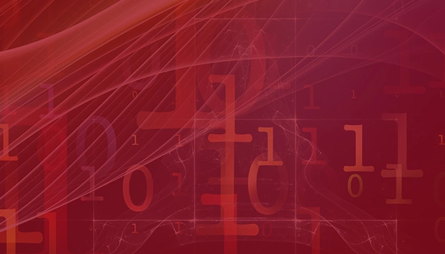 Light red numbers in front of a dark red background.