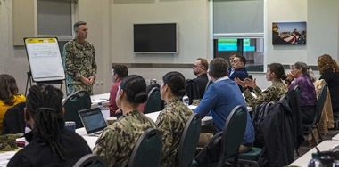 Photo of war fighters in a briefing room