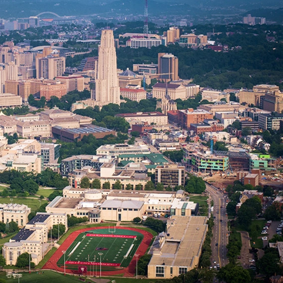 Aerial photo of the CMU campus