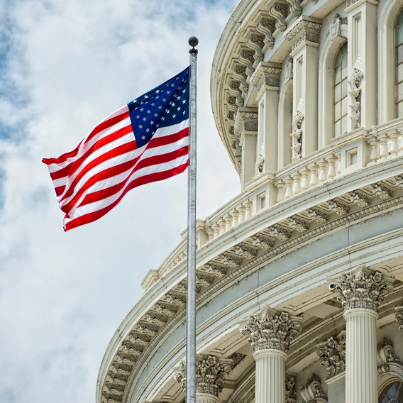 Capital building with flag