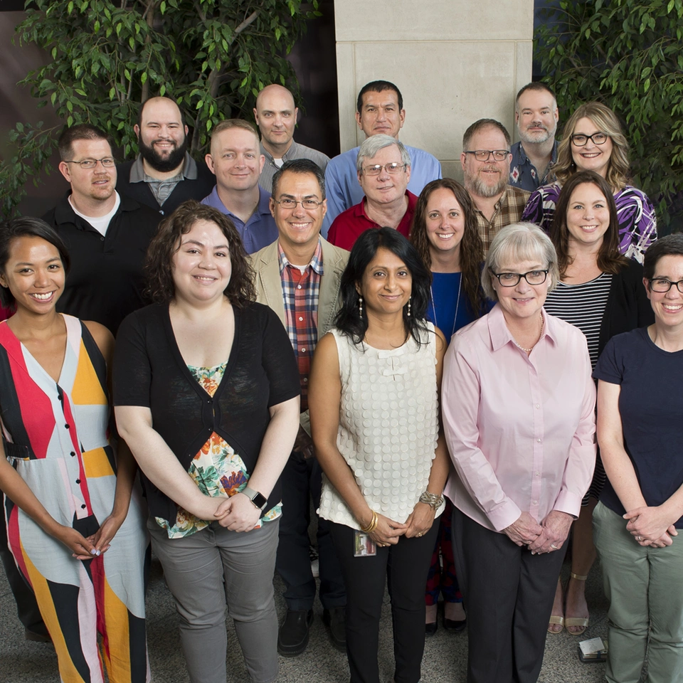 Photo of people in the SEI lobby