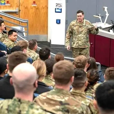 Photo of war fighters in a lecture hall