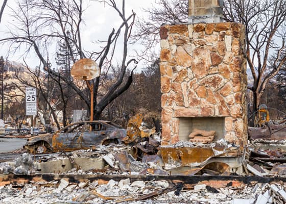 Building destroyed by fire