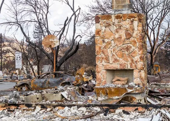 Building destroyed by fire