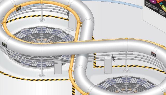 Illustration of an infinity-loop pipeline with people in lab coats at a Dev station, Sec station, and Ops station. The DevSecOps model diagram appears nearby.